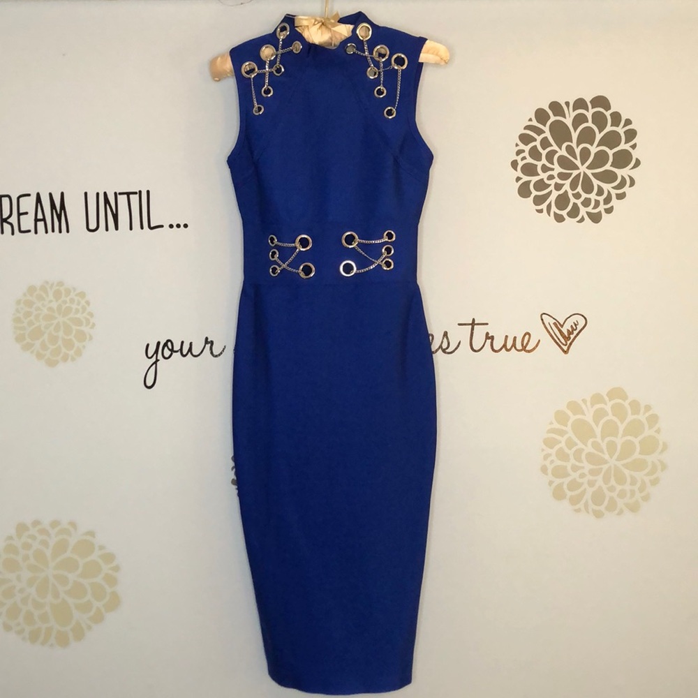 COPY - Bandaged Royal Blue Chain Dress